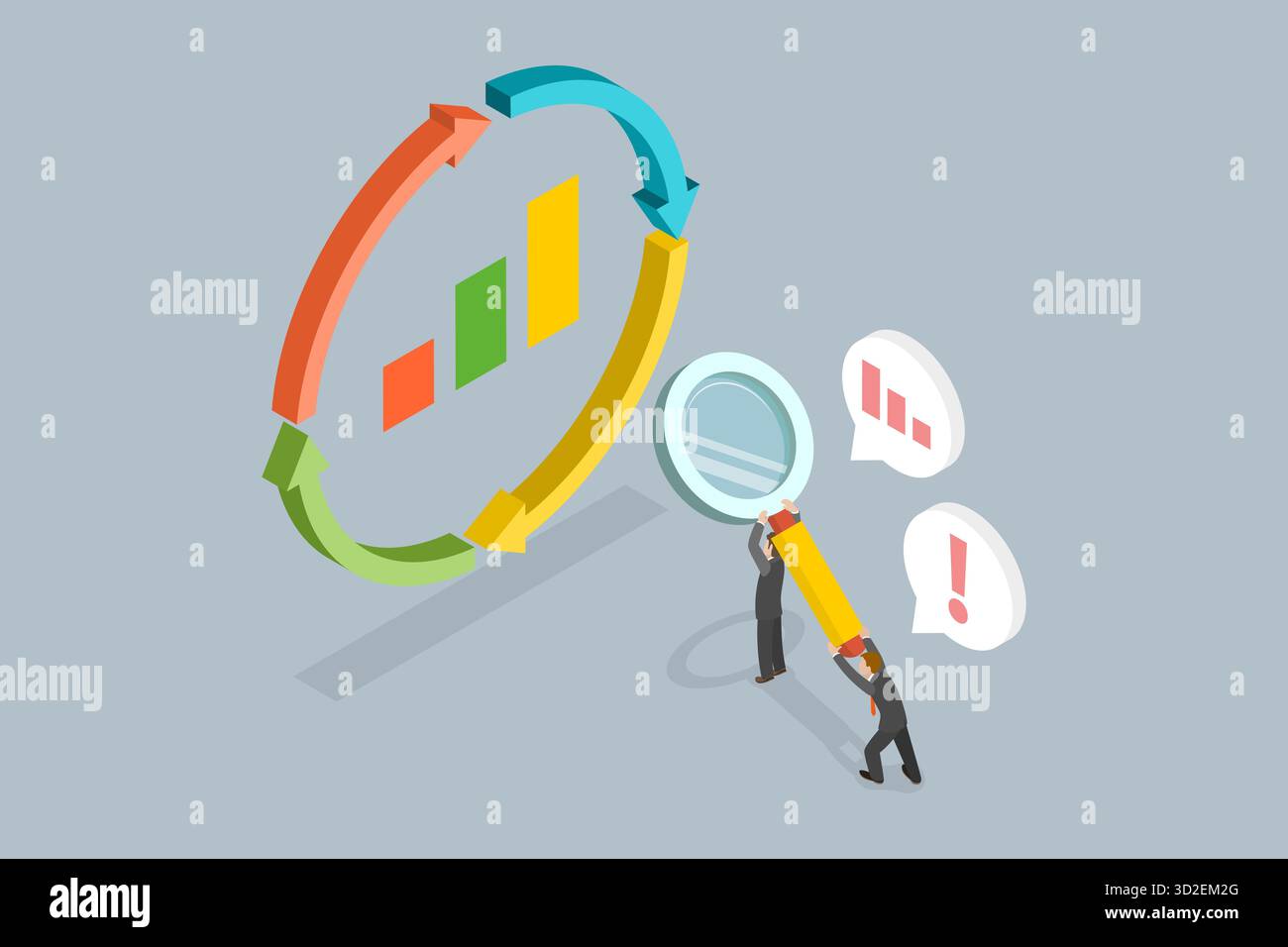 3D Isometric Flat Conceptual Illustration of Business Cycle For ...