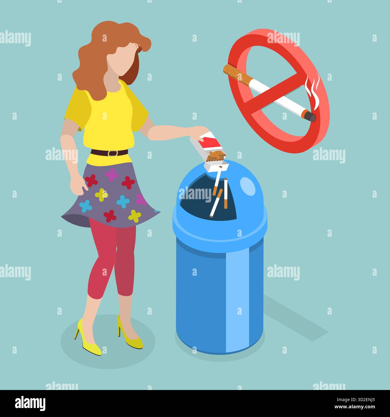 3D Isometric Flat Conceptual Illustration of Quit Smoking, Refusal of ...