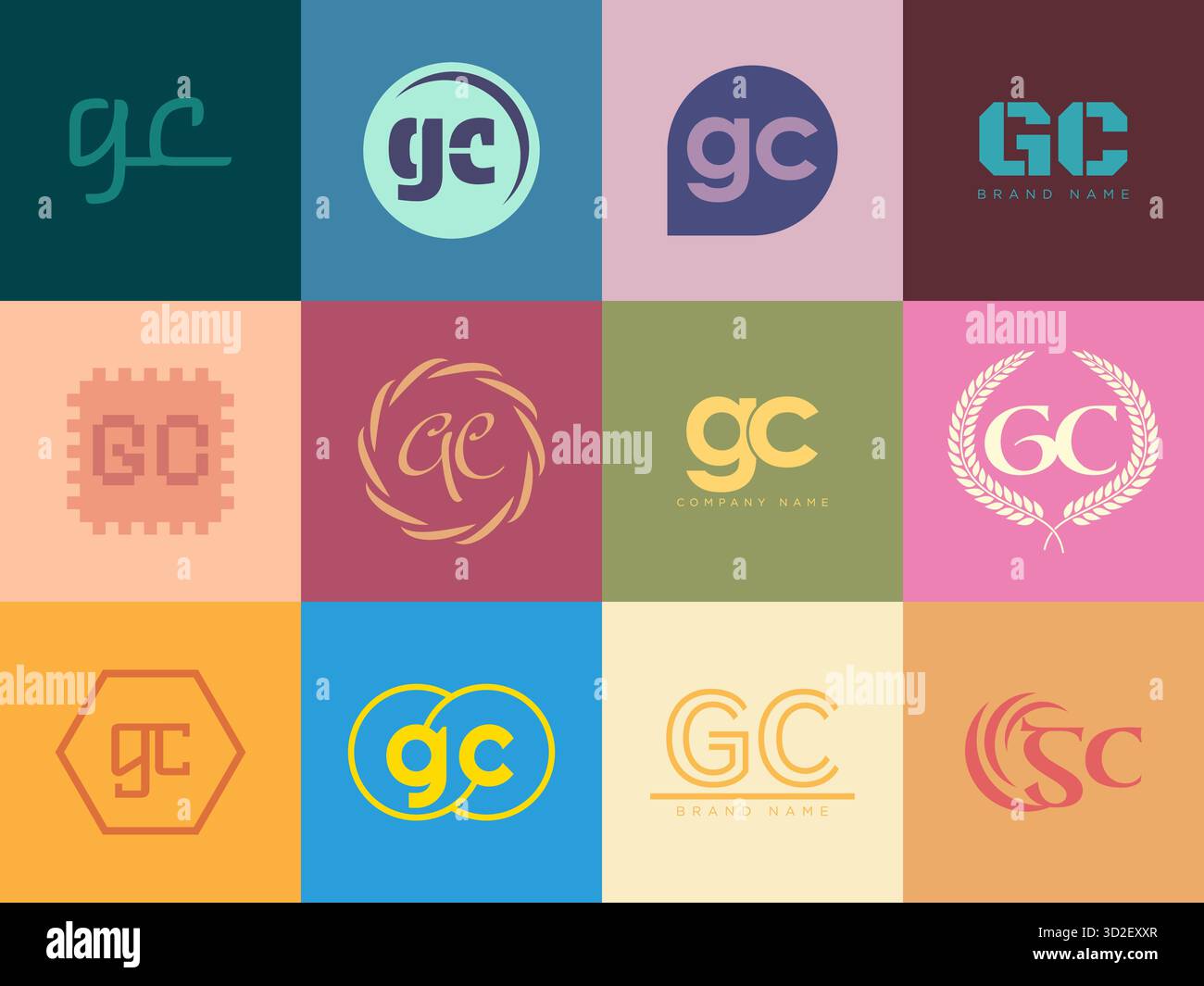 GC logo company template. Letter g and c logotype. Set different ...