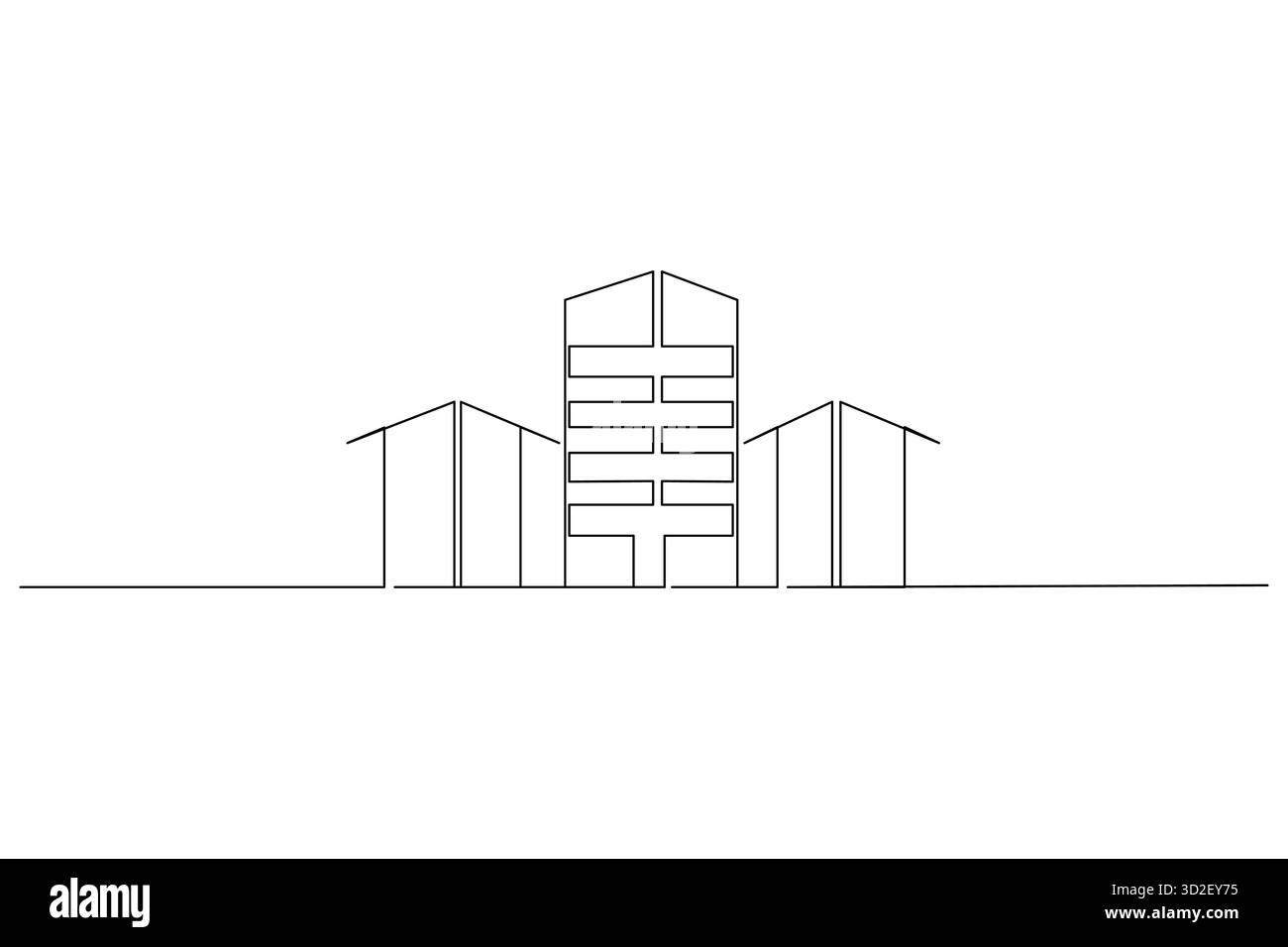 Office building continuous one line drawing minimalist outline vector ...