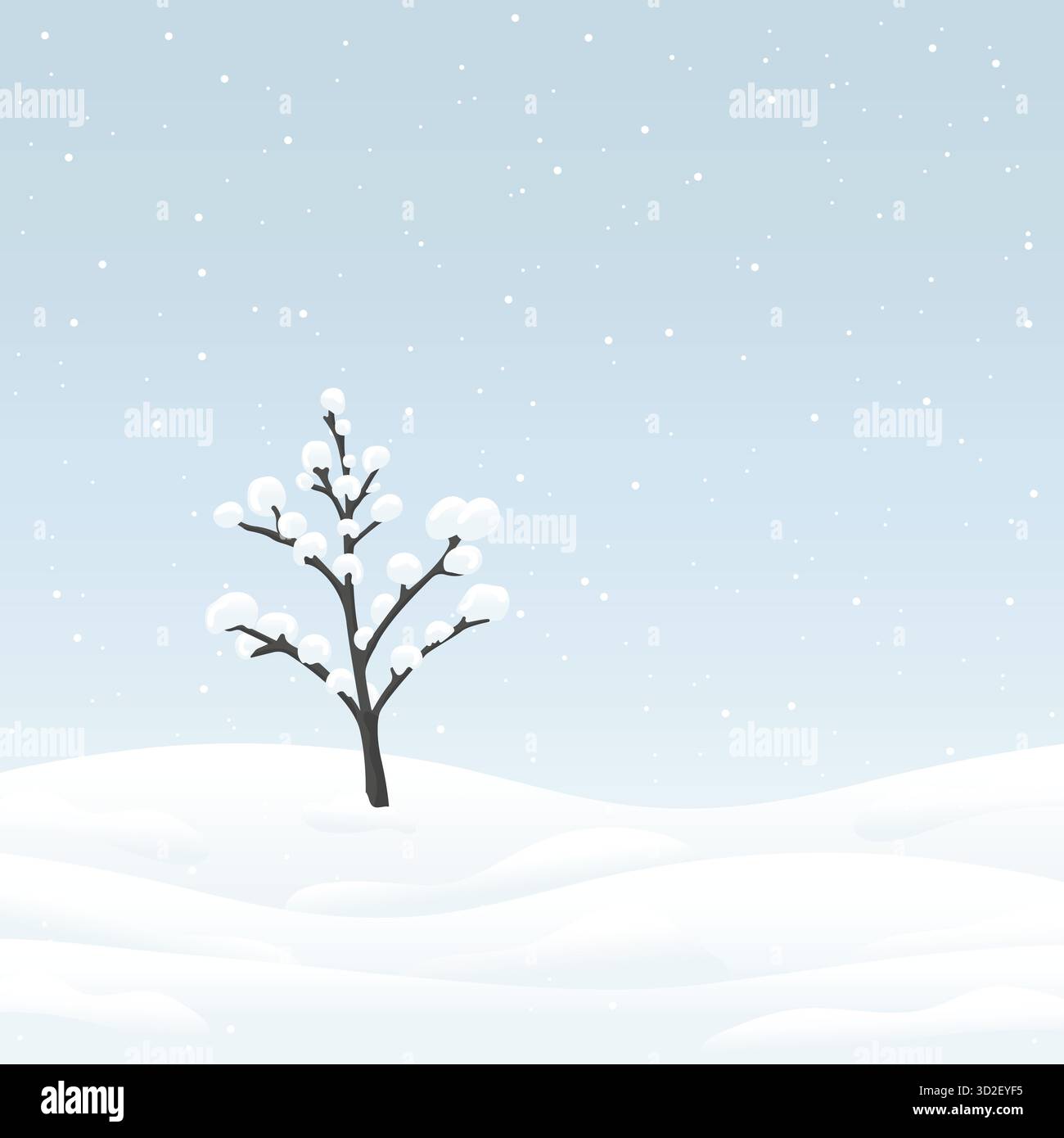Minimalist Winter Landscape Background Snowy Tree Hills Vector Stock ...