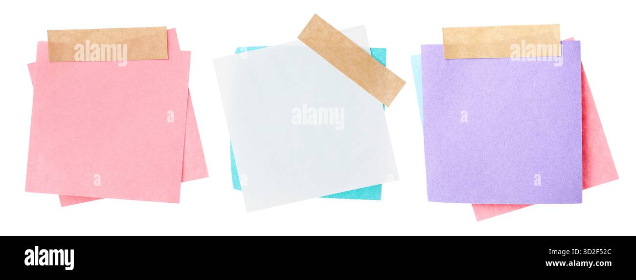 Many empty paper notes isolated on white, set Stock Photo