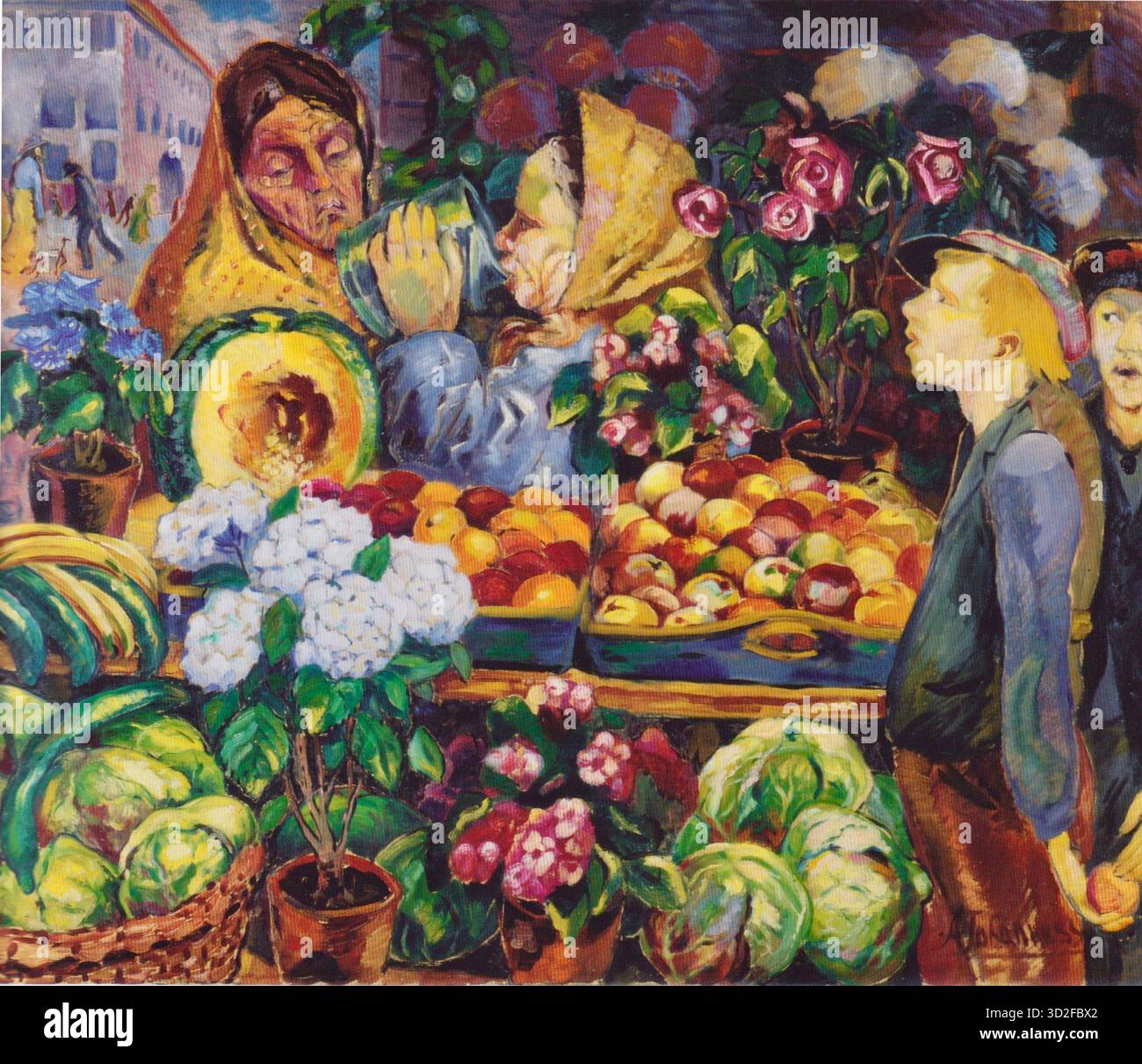 Aksel Waldemar Johannessen - Market Scene - c1916 - s. Central Figures ...