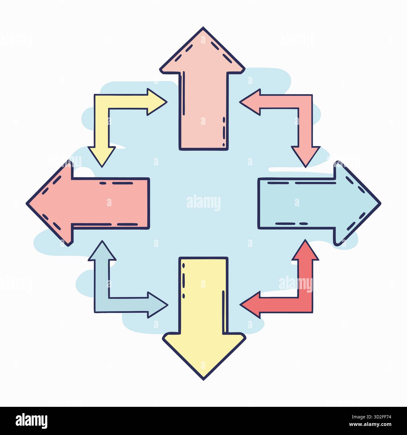 Arrows, direction, flow. Hand-drawn illustration Stock Vector