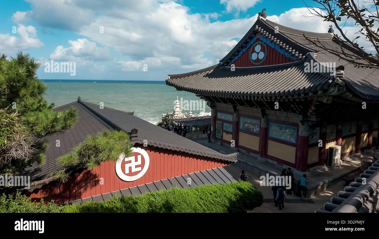 BUSAN, SOUTH KOREA - OCTOBER 10, 2025 - Traditional Buddhist temple ...