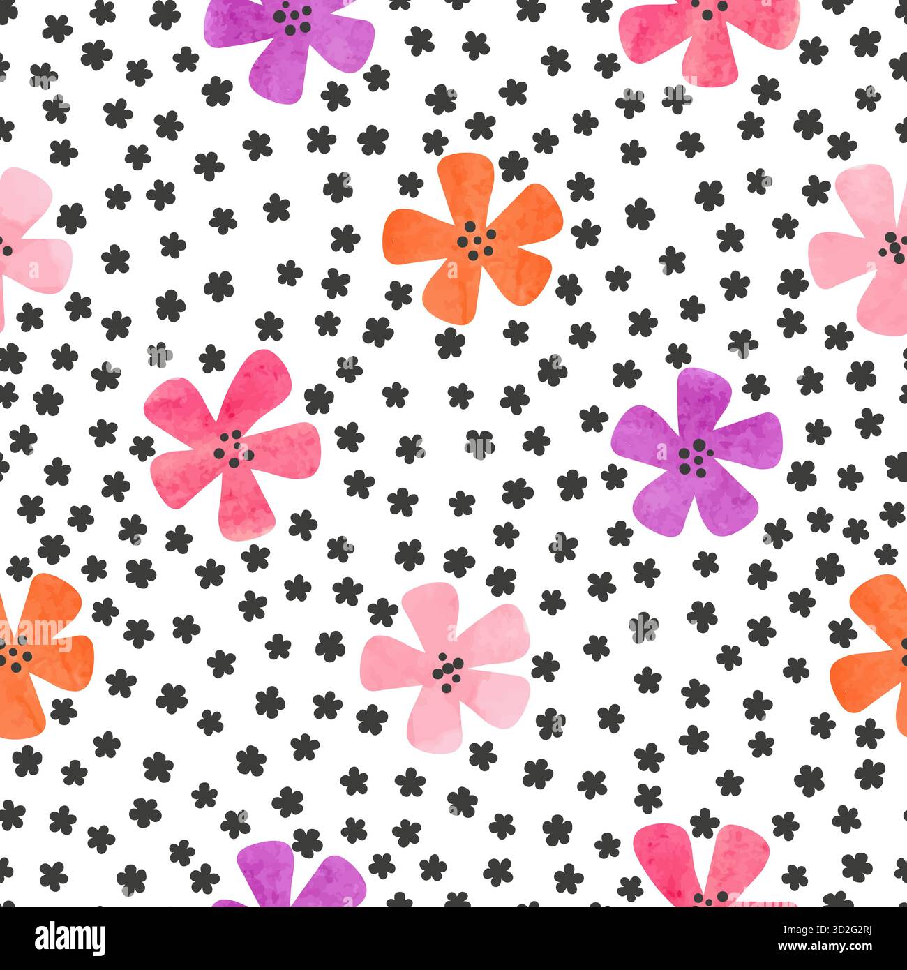 Seamless hand drawn flowers pattern. Floral vector print, textile design Stock Vector