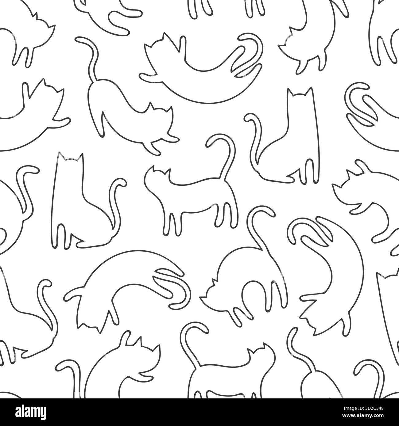 Seamless vector pattern with cute cats silhouettes Stock Vector