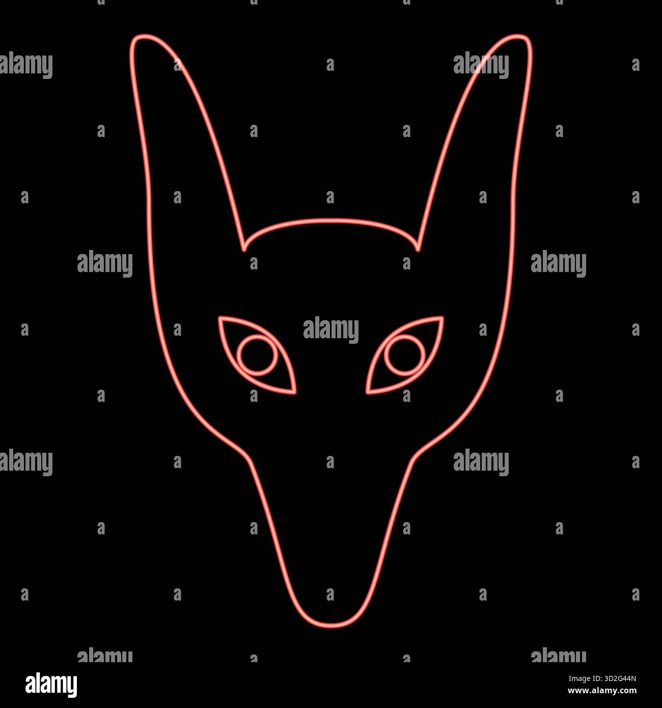 Neon head jackal red color vector illustration image flat style light Stock Vector