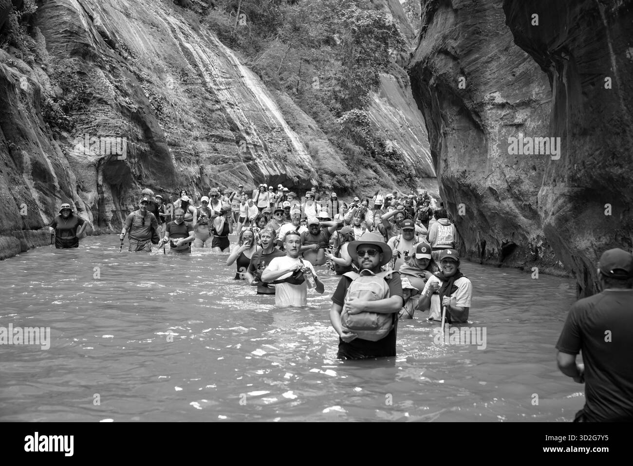 Large group hikers hiking Black and White Stock Photos & Images - Alamy