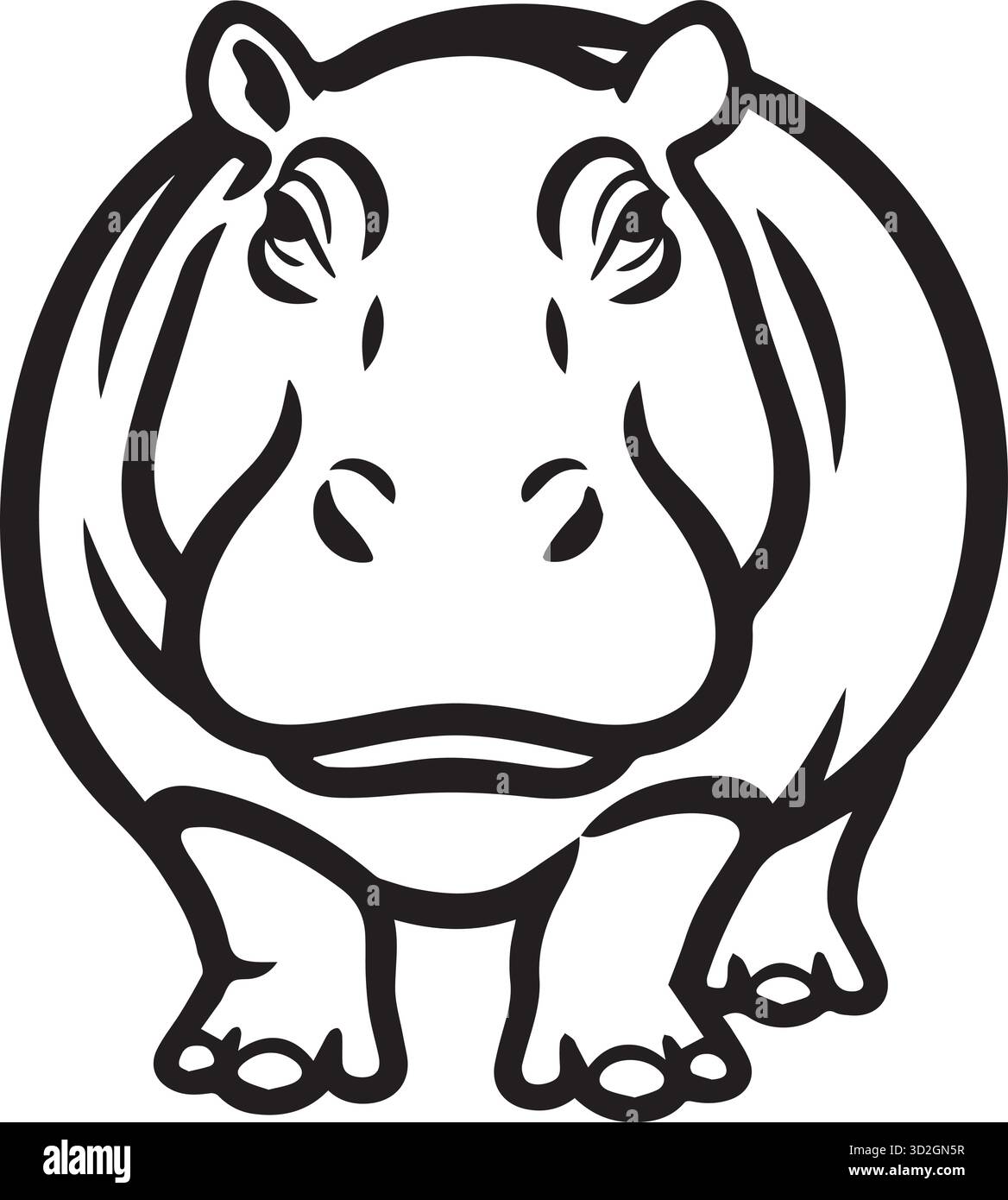 Hippopotamus Silhouette Vector Illustration. Stock Vector