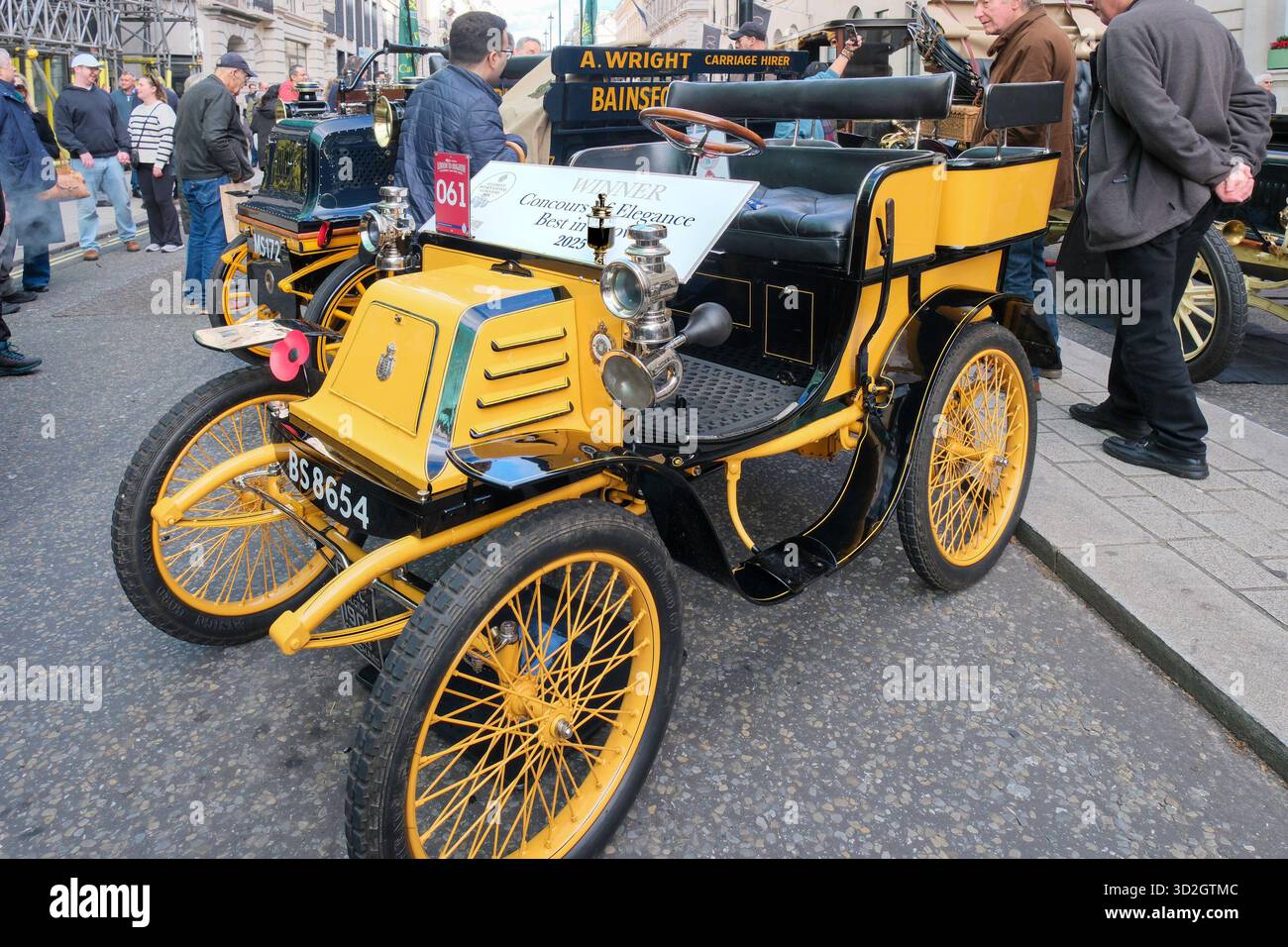 London, UK 1 November 2025. St James's Motoring Spectacle organised by the Royal Automobile Club takes place along Pall Mall in central London. The event is seen as a curtain-raiser to the annual London to Brighton Veteran Car Run with many of the pre-1905 vehicles participating in the historic drive to the south coast of England the following day on display. Stock Photo
