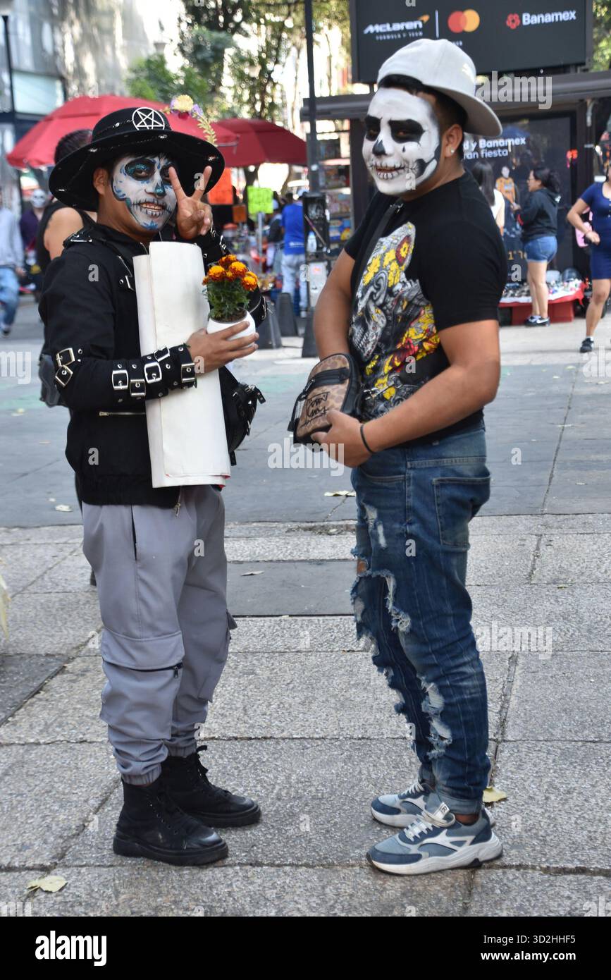 The Catrina Parade in Mexico City on Saturday, October 26th to commemorate Day of the Dead. Stock Photo
