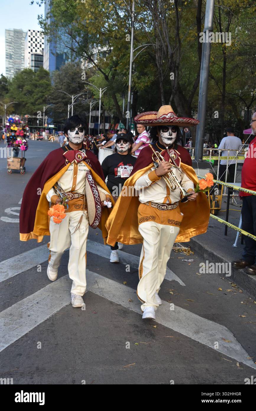 The Catrina Parade in Mexico City on Saturday, October 26th to commemorate Day of the Dead. Stock Photo