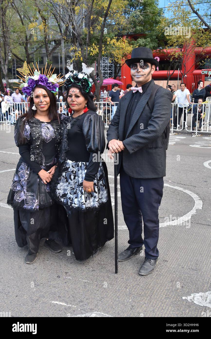 The Catrina Parade in Mexico City on Saturday, October 26th to commemorate Day of the Dead. Stock Photo