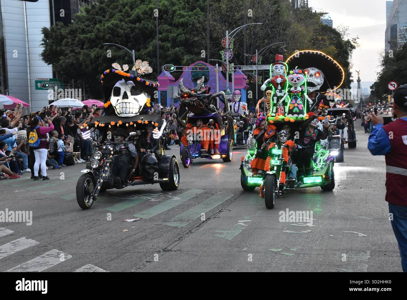 The Catrina Parade in Mexico City on Saturday, October 26th to commemorate Day of the Dead. Stock Photo