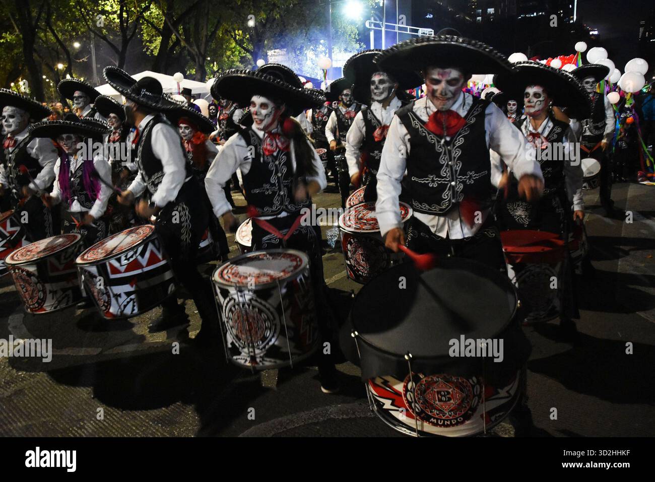 The Catrina Parade in Mexico City on Saturday, October 26th to commemorate Day of the Dead. Stock Photo