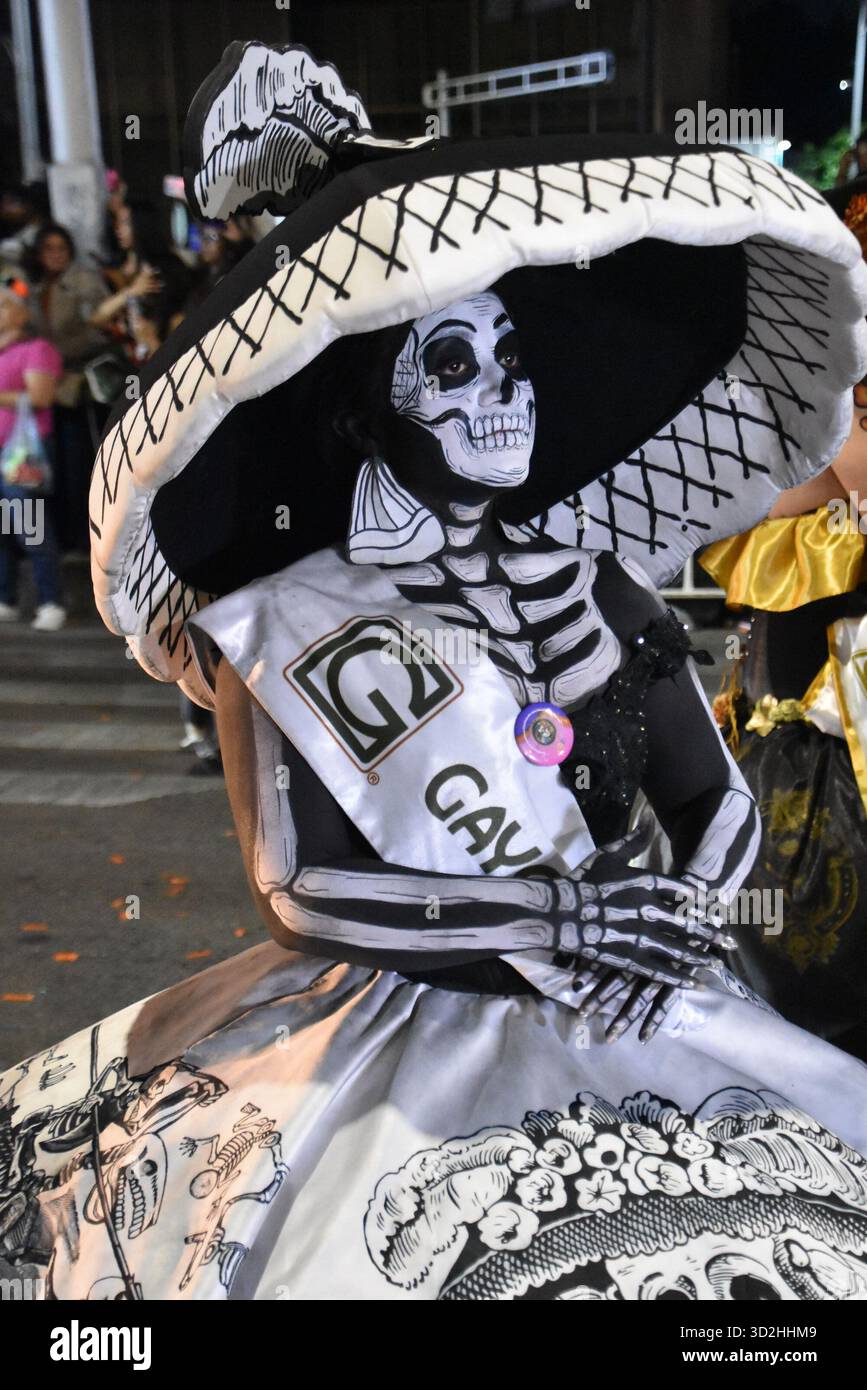 The Catrina Parade in Mexico City on Saturday, October 26th to commemorate Day of the Dead. Stock Photo