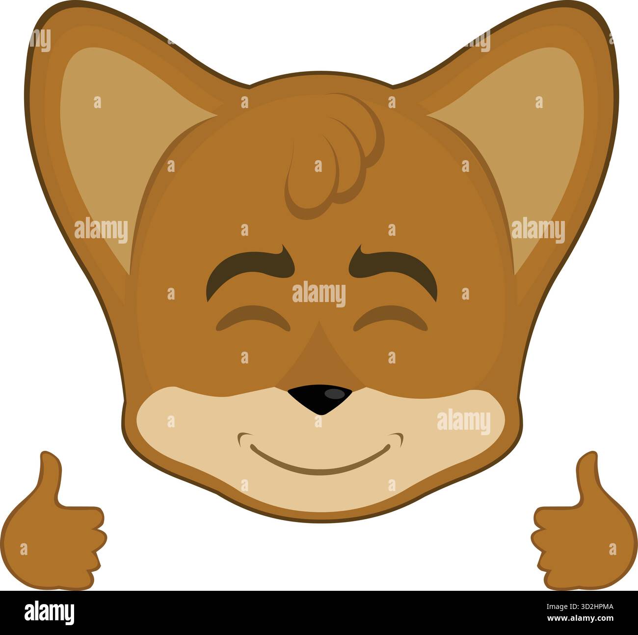 vector illustration emoticon character face fox animal, with a happy ...