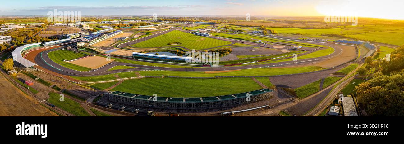 Aerial view of Silverstone Circuit in early morning light, featuring ...