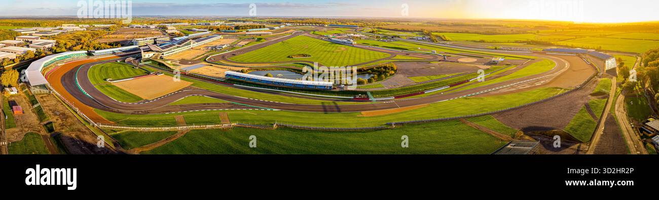 Aerial view of Silverstone Circuit in early morning light, featuring ...