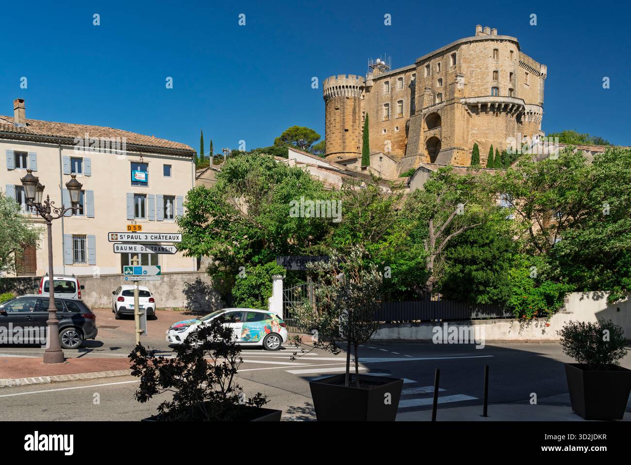 The hilltop castle and village of Clansayes, Drome, Provence, France, Europe. Stock Photo
