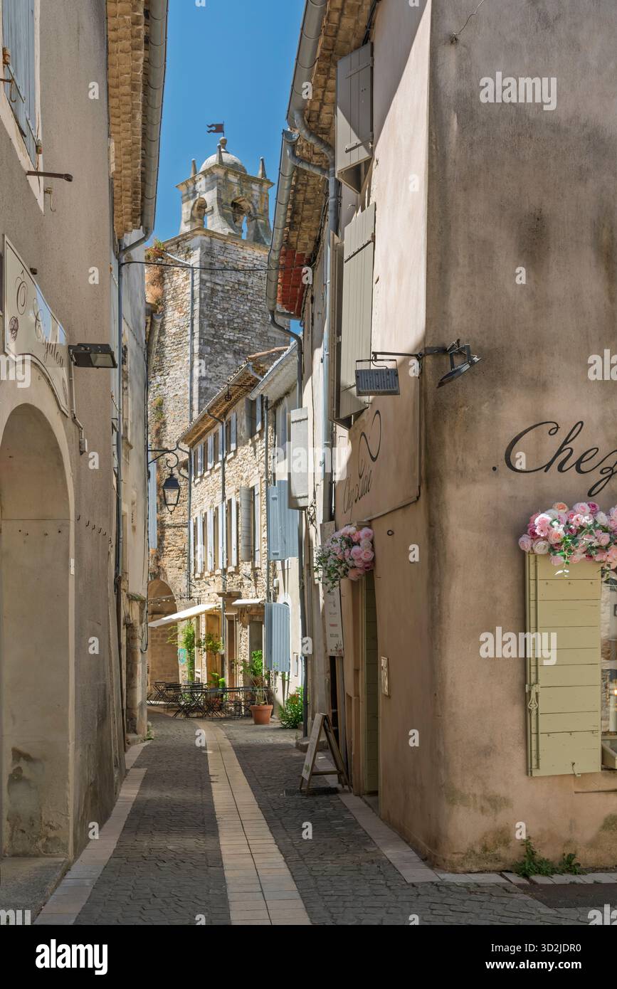 A street in Grignan, Drome, Provence, France, Europe. Stock Photo
