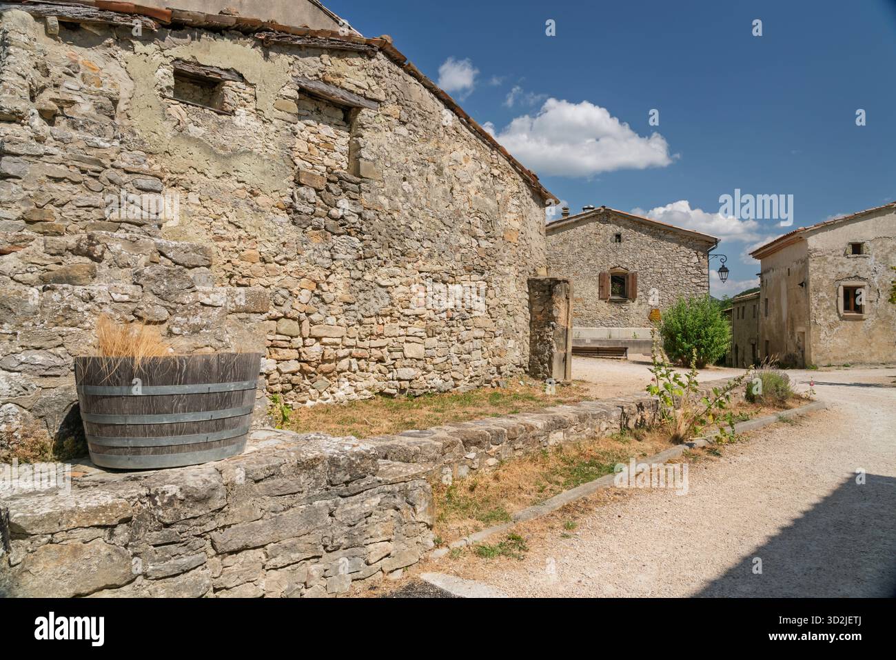 A street with stone buildings in the village of La Chaudiere, Drome, Provence, France, Europe. Stock Photo