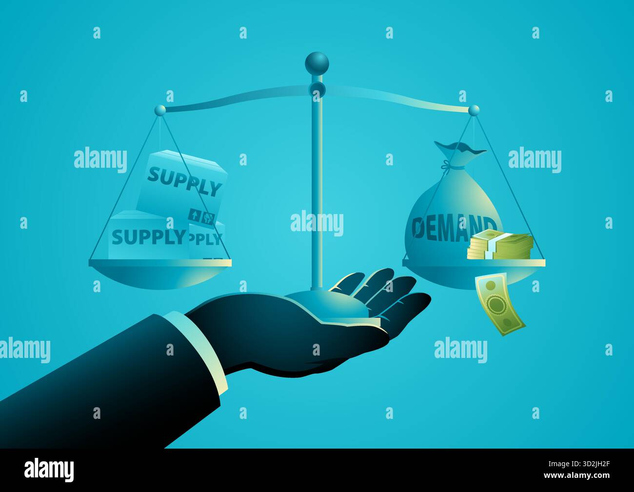 Economic scale illustration, supply and demand balance concept Stock ...