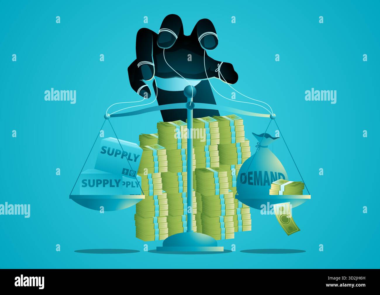 Economic manipulation concept, supply and demand balance controlled by ...