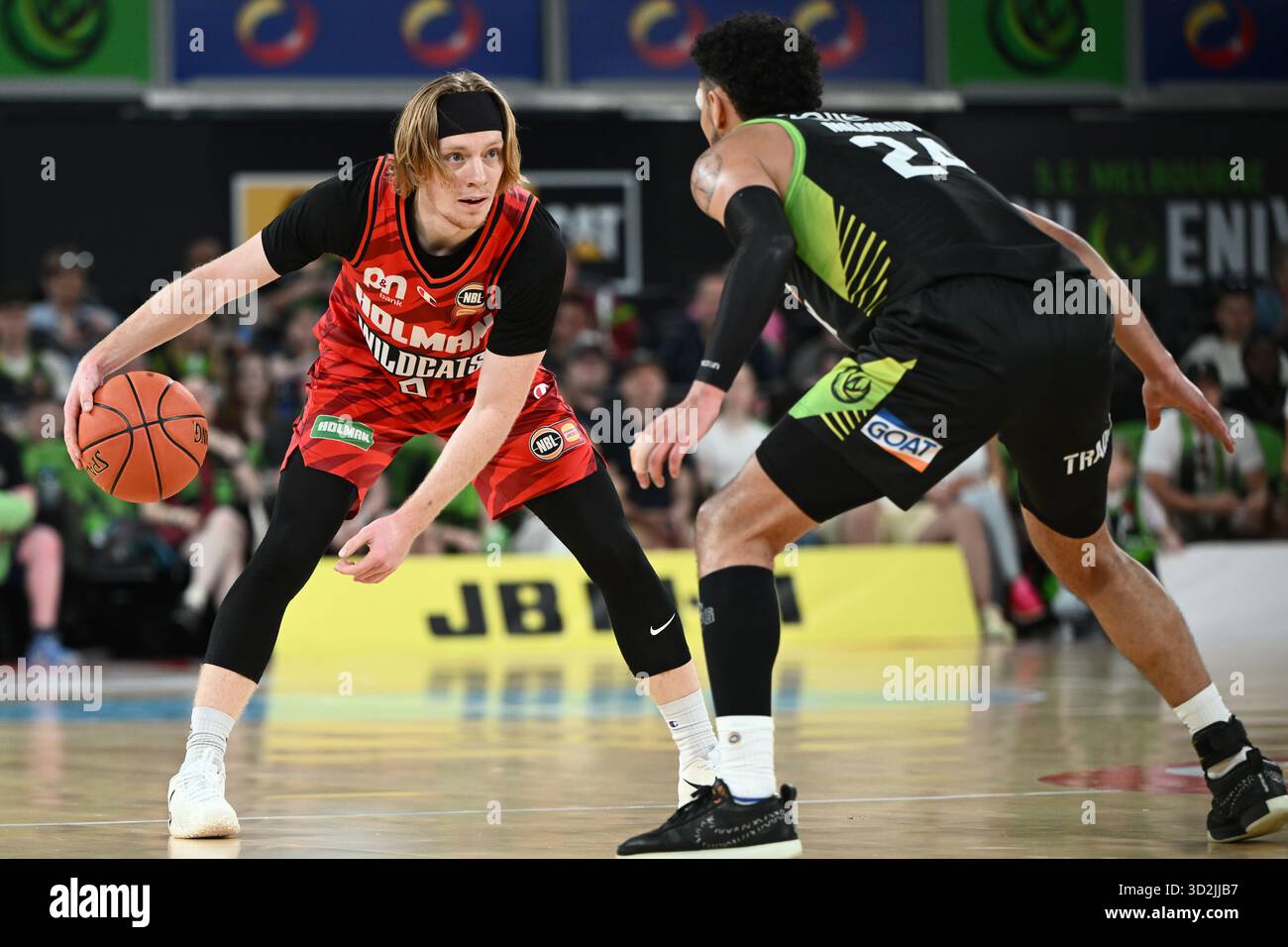 Nic Rillie Jaron Rillie of the Wildcats (left) during the NBL Round 7 match ...