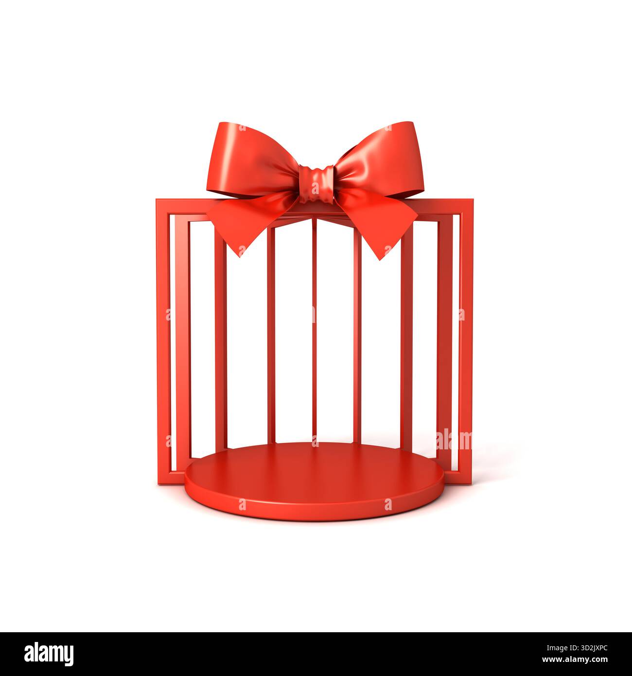 Blank red gift box product display mockup round podium stand or red ...