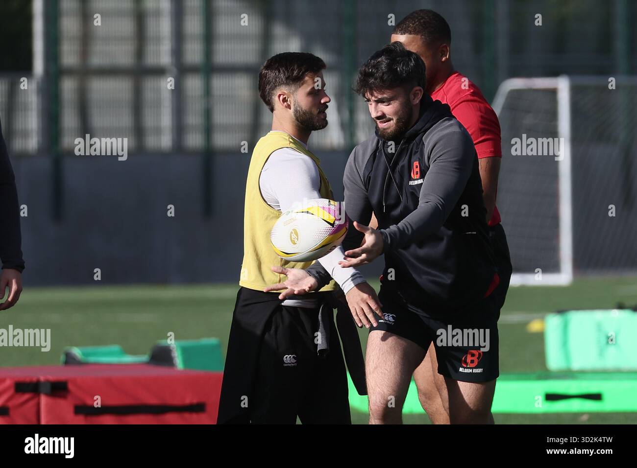 Neder Over Heembeek, Belgium. 02nd Nov, 2025. Belgium's players pictured during a training session of the Black Devils, the Belgian national rugby team, at the Nelson Mandela Stadium in Neder-Over-Heembeek, Brussels, Sunday 02 November 2025. The team is preparing for the qualification games for the World Cup. BELGA PHOTO BRUNO FAHY Credit: Belga News Agency/Alamy Live News Stock Photo