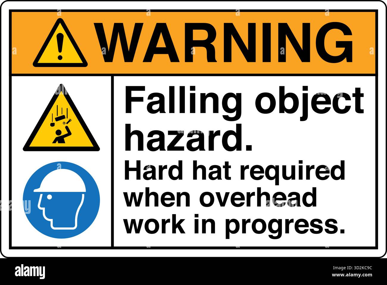 Safety Sign – Falling Object Hazard warns of danger from overhead work ...