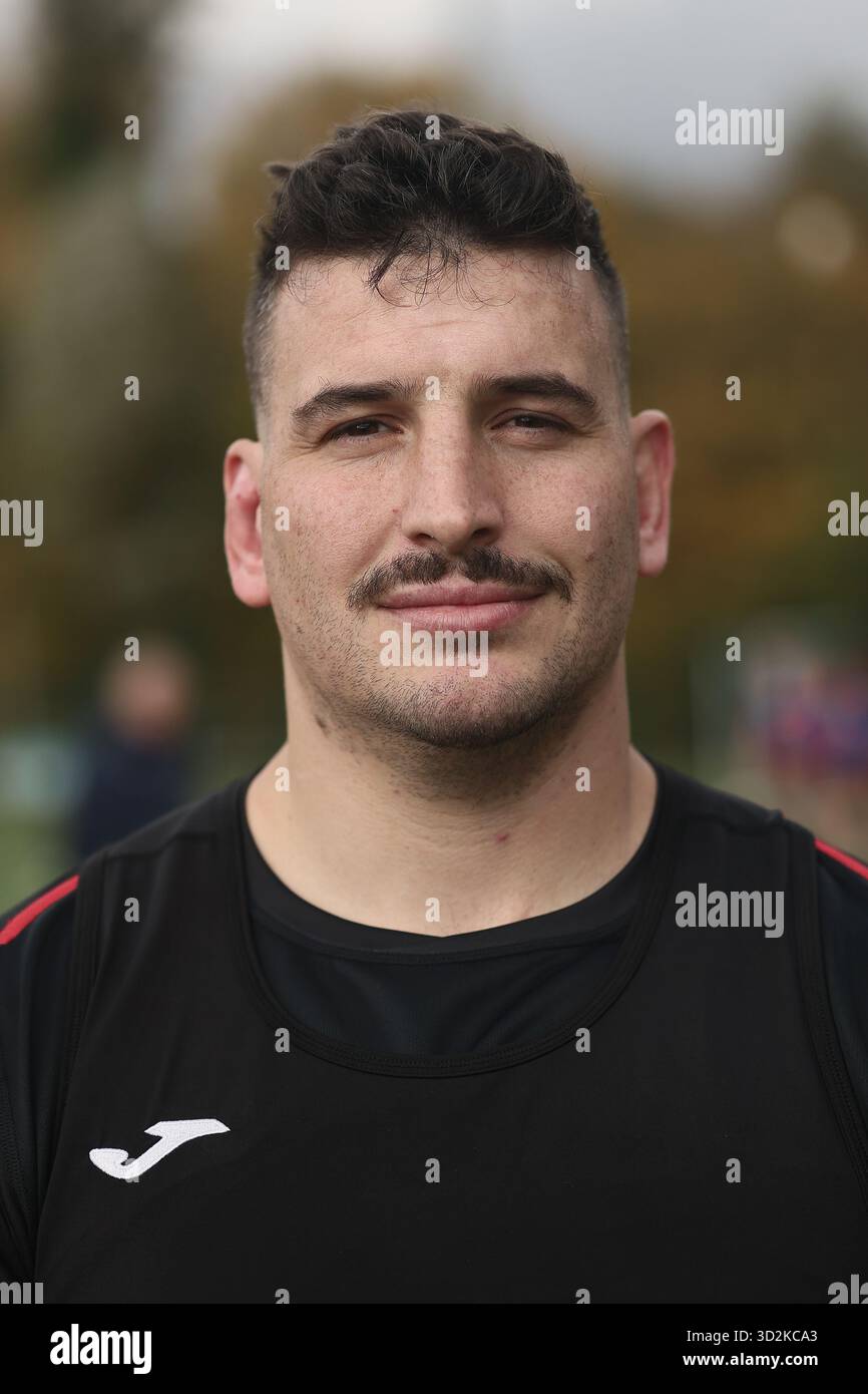 Neder Over Heembeek, Belgium. 02nd Nov, 2025. Belgium's Vincent Tauzia poses for the photographer during a training session of the Black Devils, the Belgian national rugby team, at the Nelson Mandela Stadium in Neder-Over-Heembeek, Brussels, Sunday 02 November 2025. The team is preparing for the qualification games for the World Cup. BELGA PHOTO BRUNO FAHY Credit: Belga News Agency/Alamy Live News Stock Photo