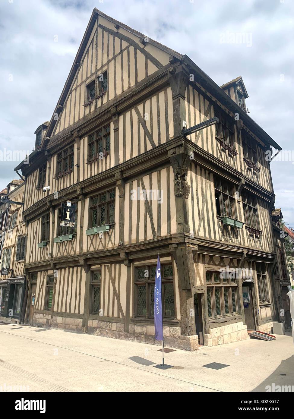 Hotel De Ville France Vernon French Beams Oak old type building style office outside front wood locals local street stylish vintage history historic - Smartphone Captured Stock Image