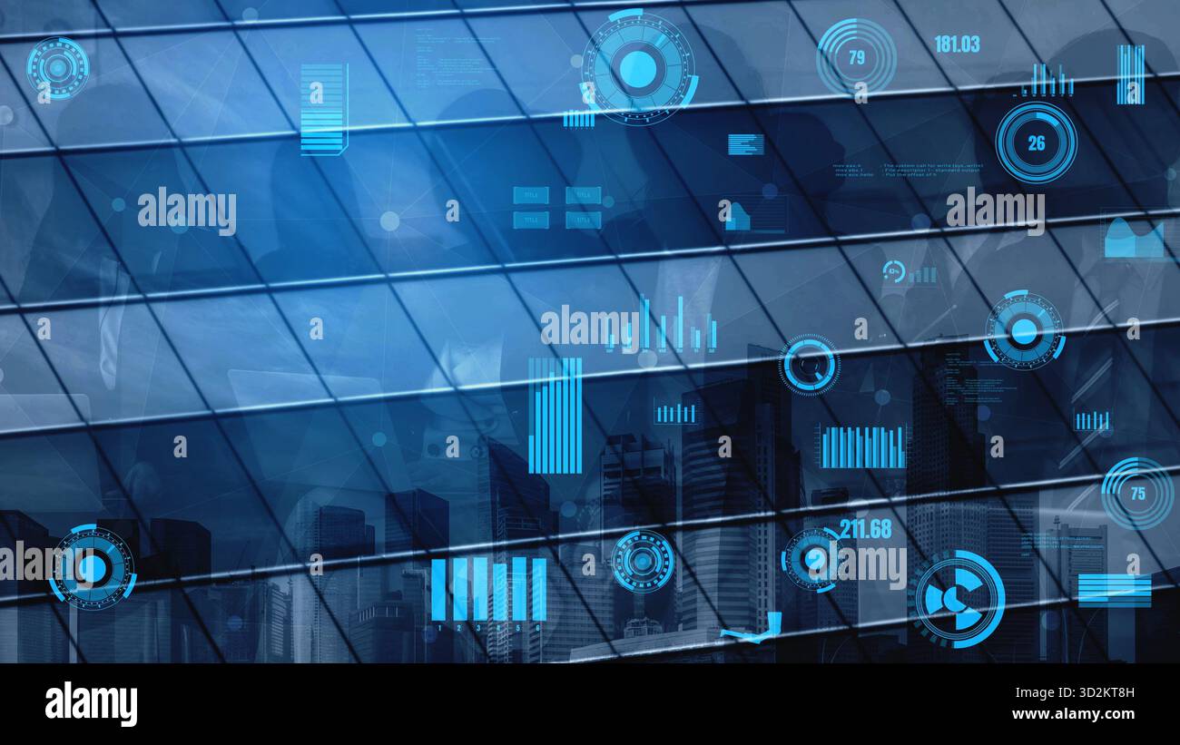A modern digital graphic showcasing business data visualization on a ...