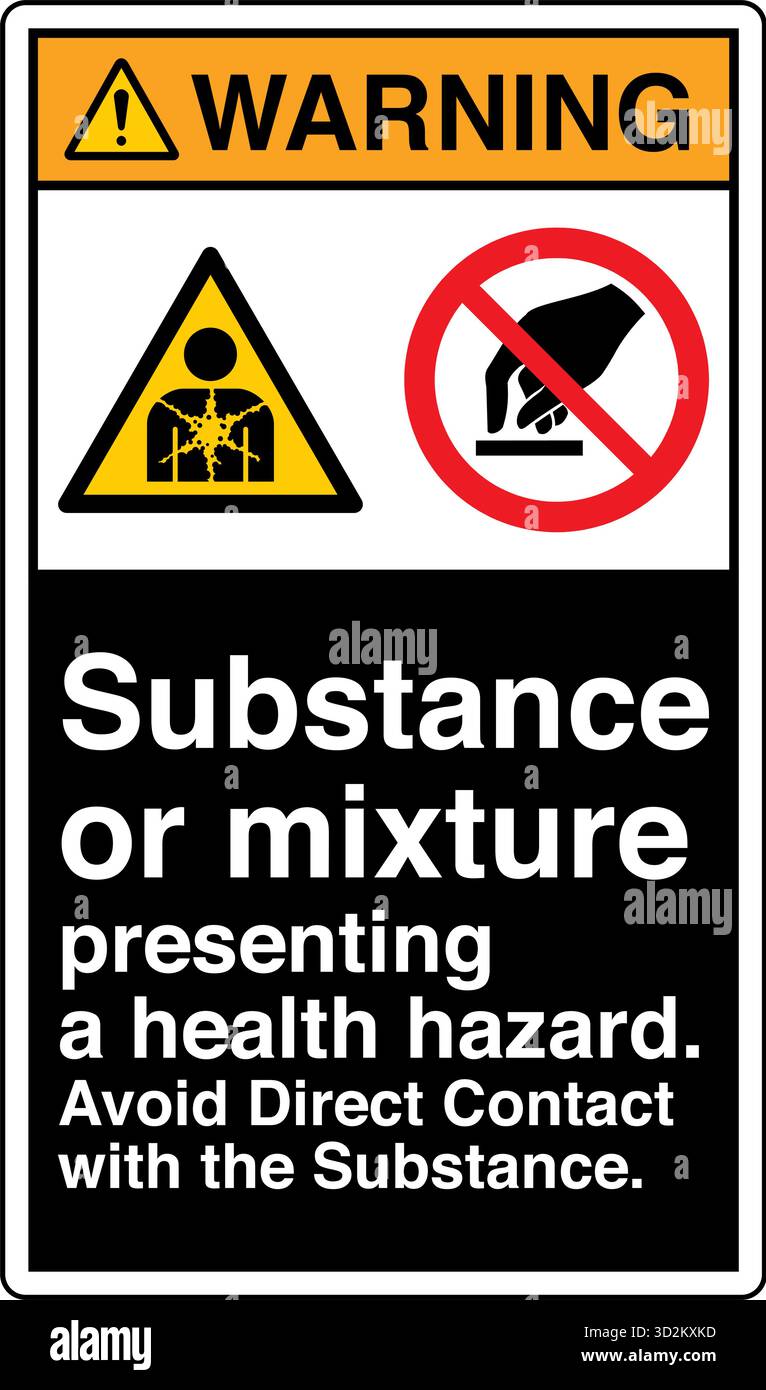 Substance or Mixture Presenting a Health Hazard warns of materials that