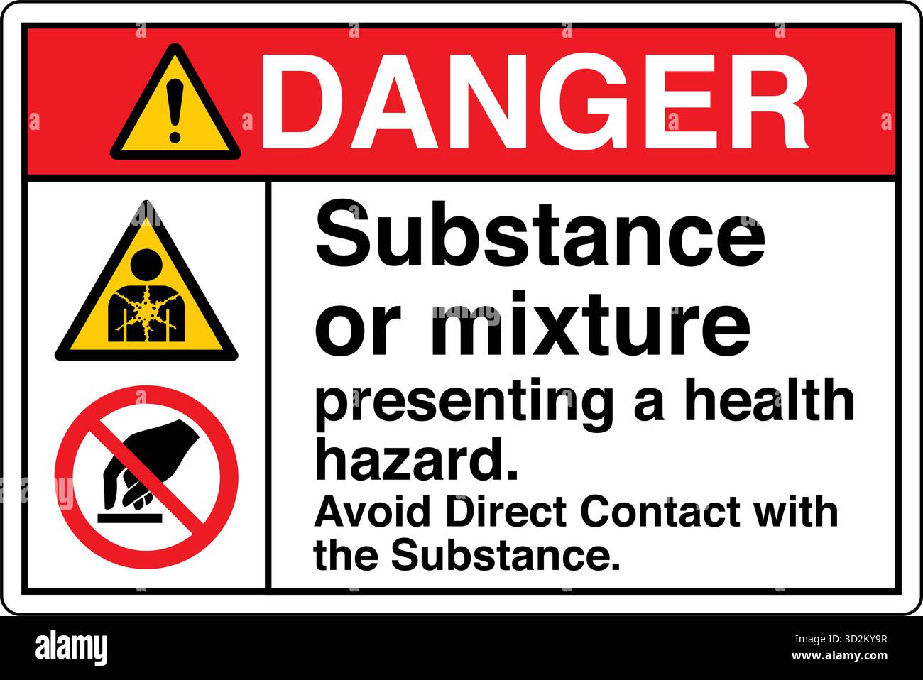 Substance or Mixture Presenting a Health Hazard warns of materials that