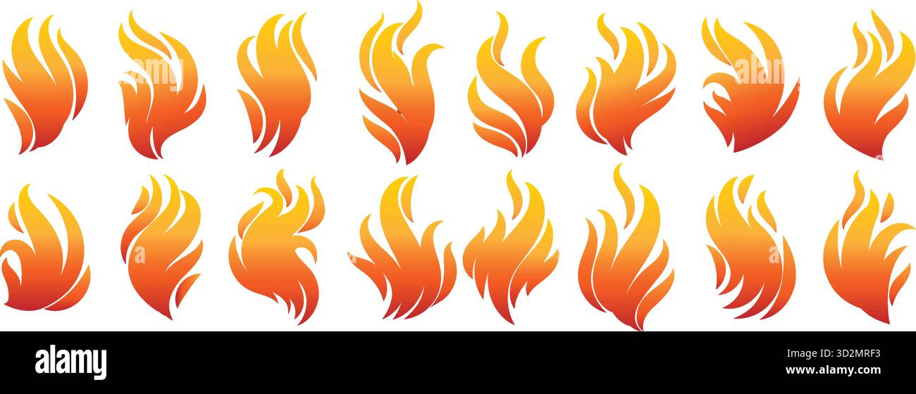 Fire icons set Stock Vector