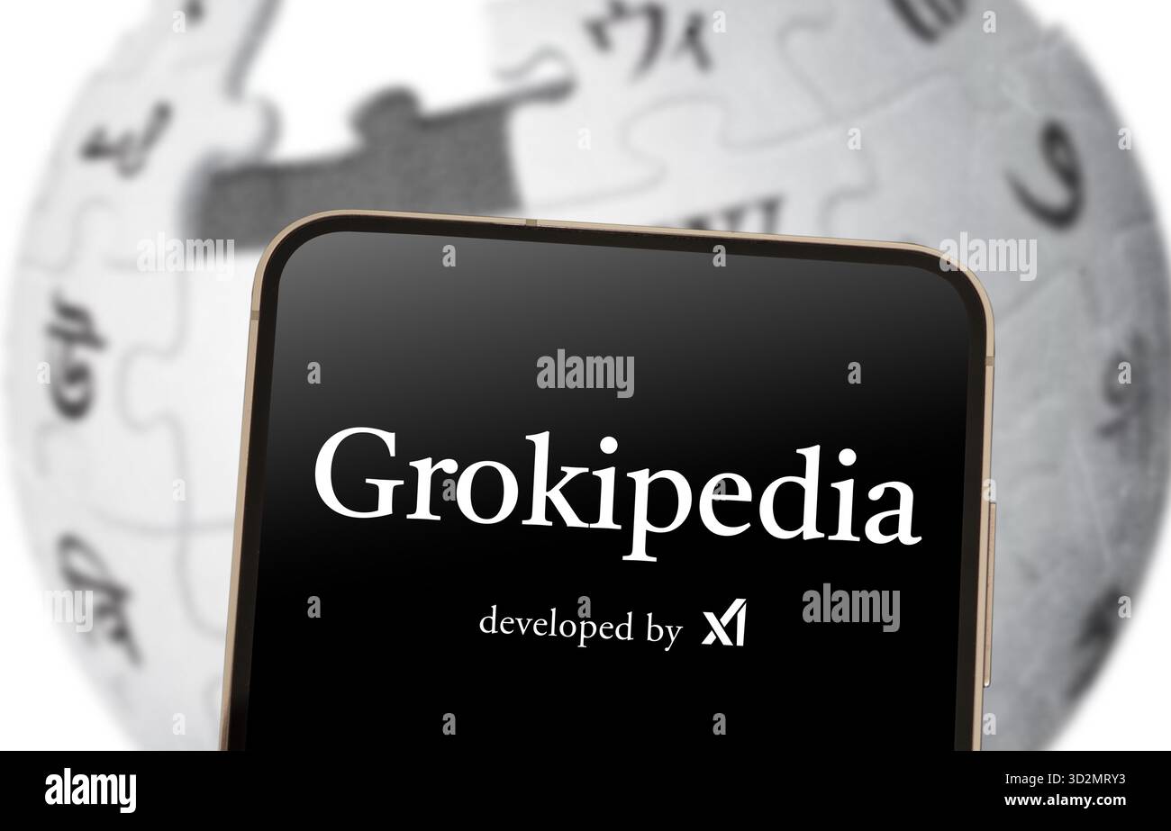 Grokipedia online encyclopedia by xAI Stock Photo