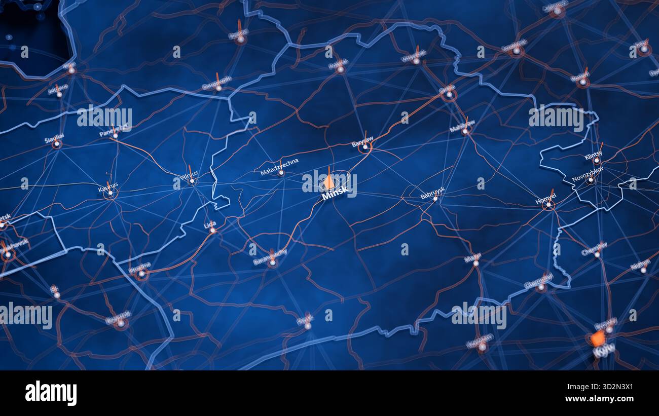 Orange Data Visualization Map Minsk map big data visualization. Futuristic map infographic of city in ...