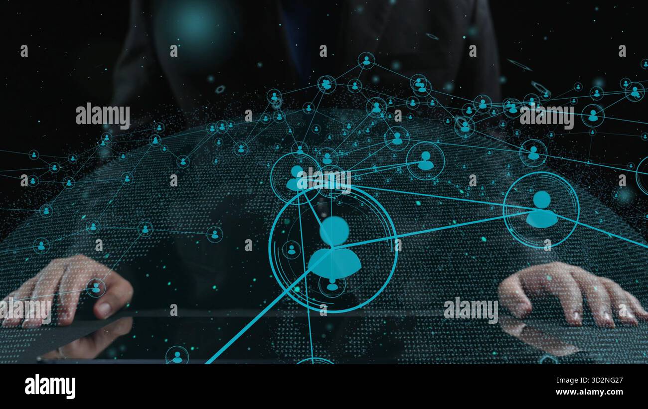 Digital Technology Networking A modern concept showcasing business networking and communication ...
