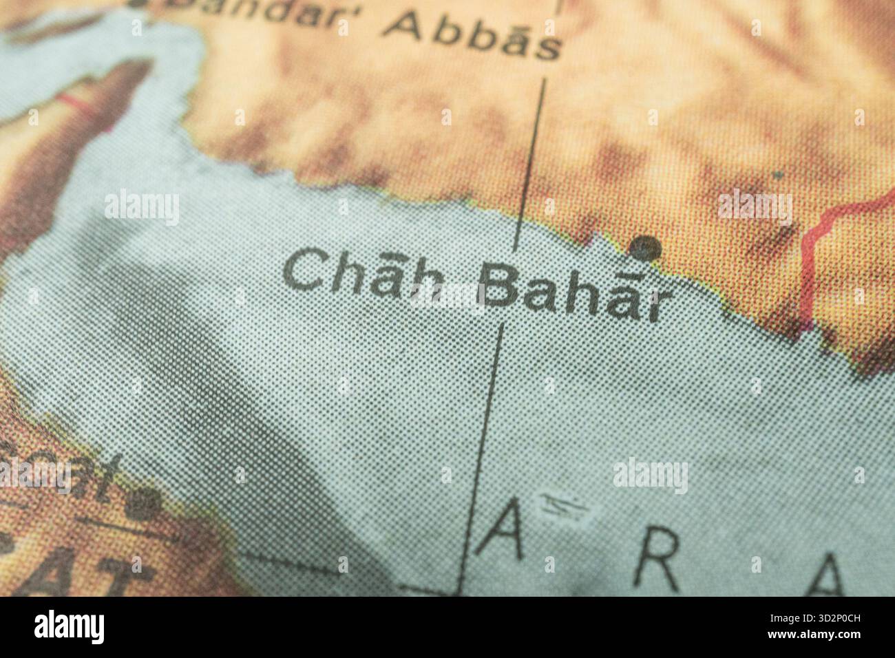 Image shows a section of a topographical map labeled Chah Bahar ...