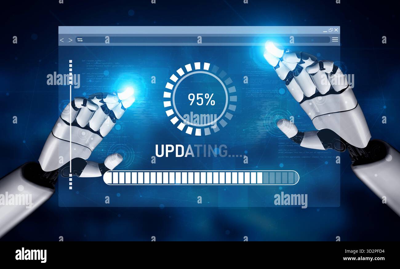 AI accelerates knowledge growth with smart training tools, virtual learning assistants, and software updates for competitive digital advantage. Vouch Stock Photo