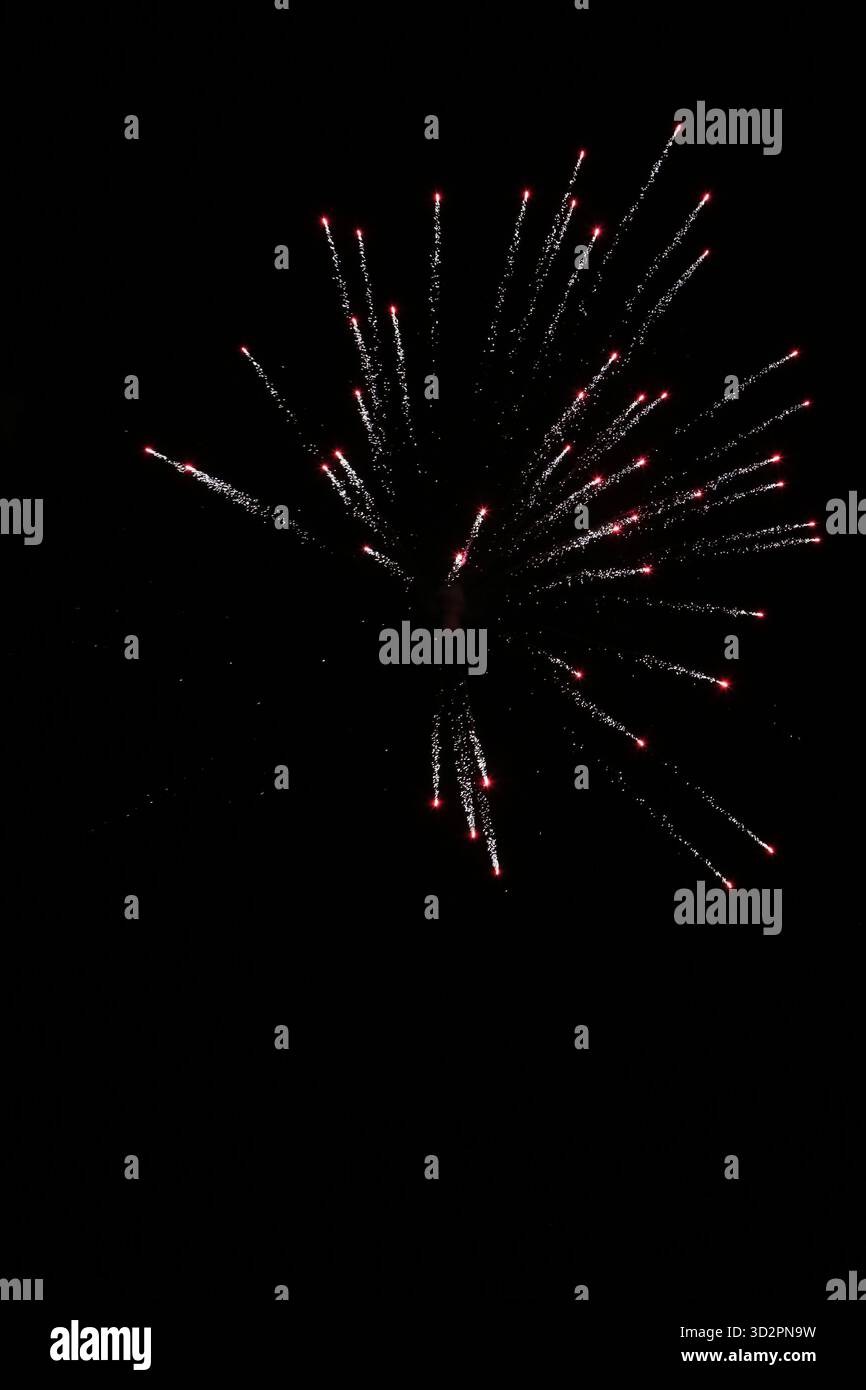 Dublin, Ireland - 31st October 2025 - Exploding firework rockets, as ...