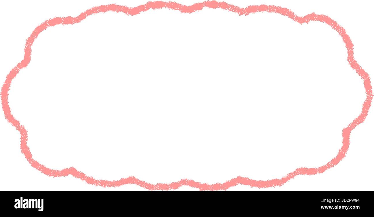 Groovy Crayon Scallop Rectangle Border Outline Stock Vector