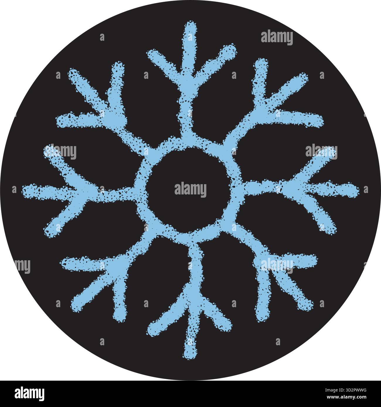 Chalk Snowflake Sticker Seal On Black Circle Stock Vector
