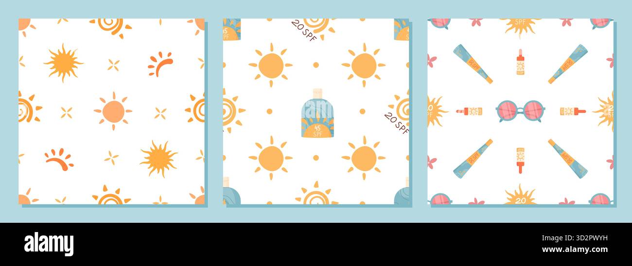 Sunscreen Bottle Seamless Pattern Flat Stock Vector