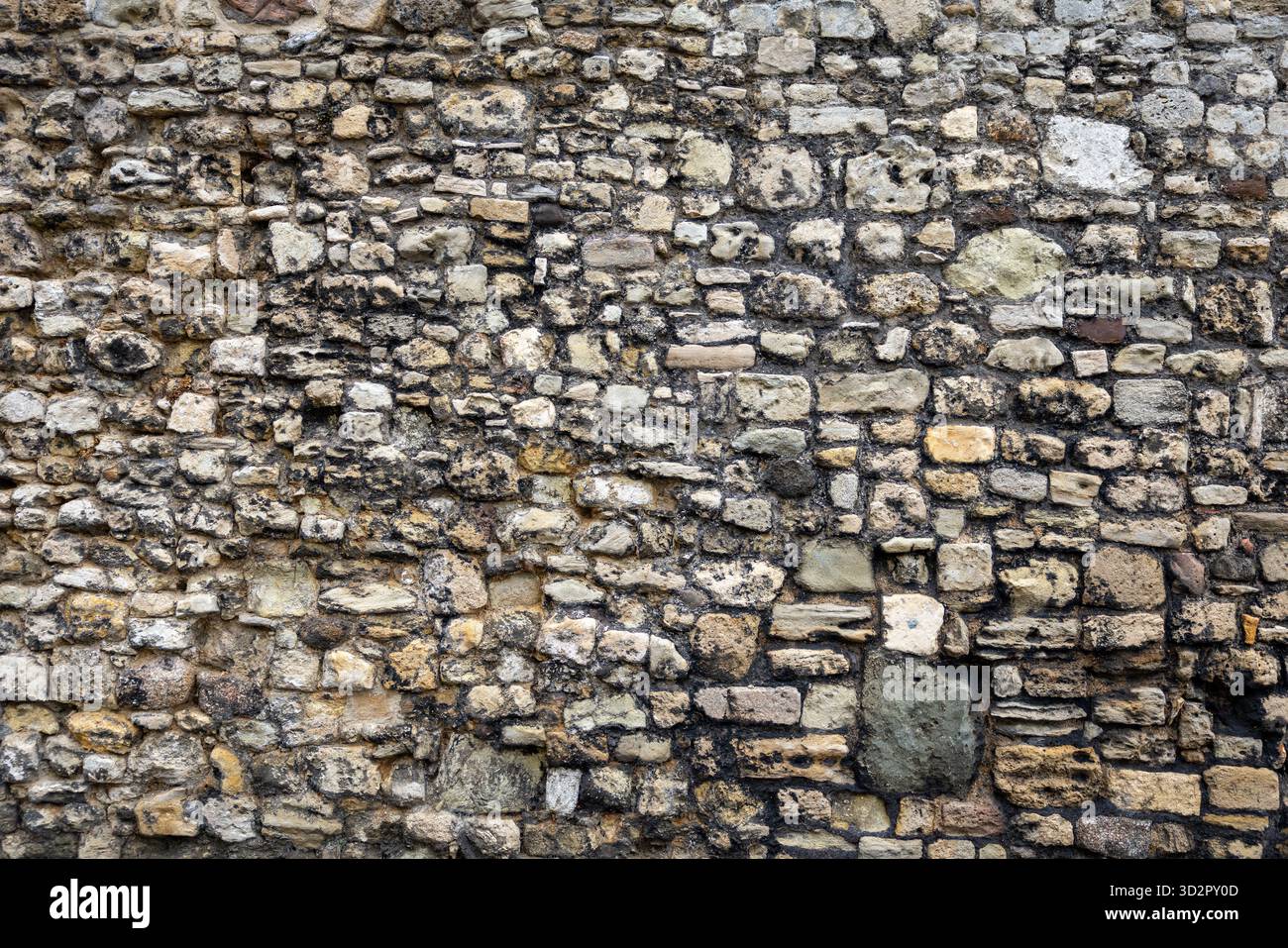 Century-Old Stone Wall Texture – Rustic and Weathered Background Stock Photo