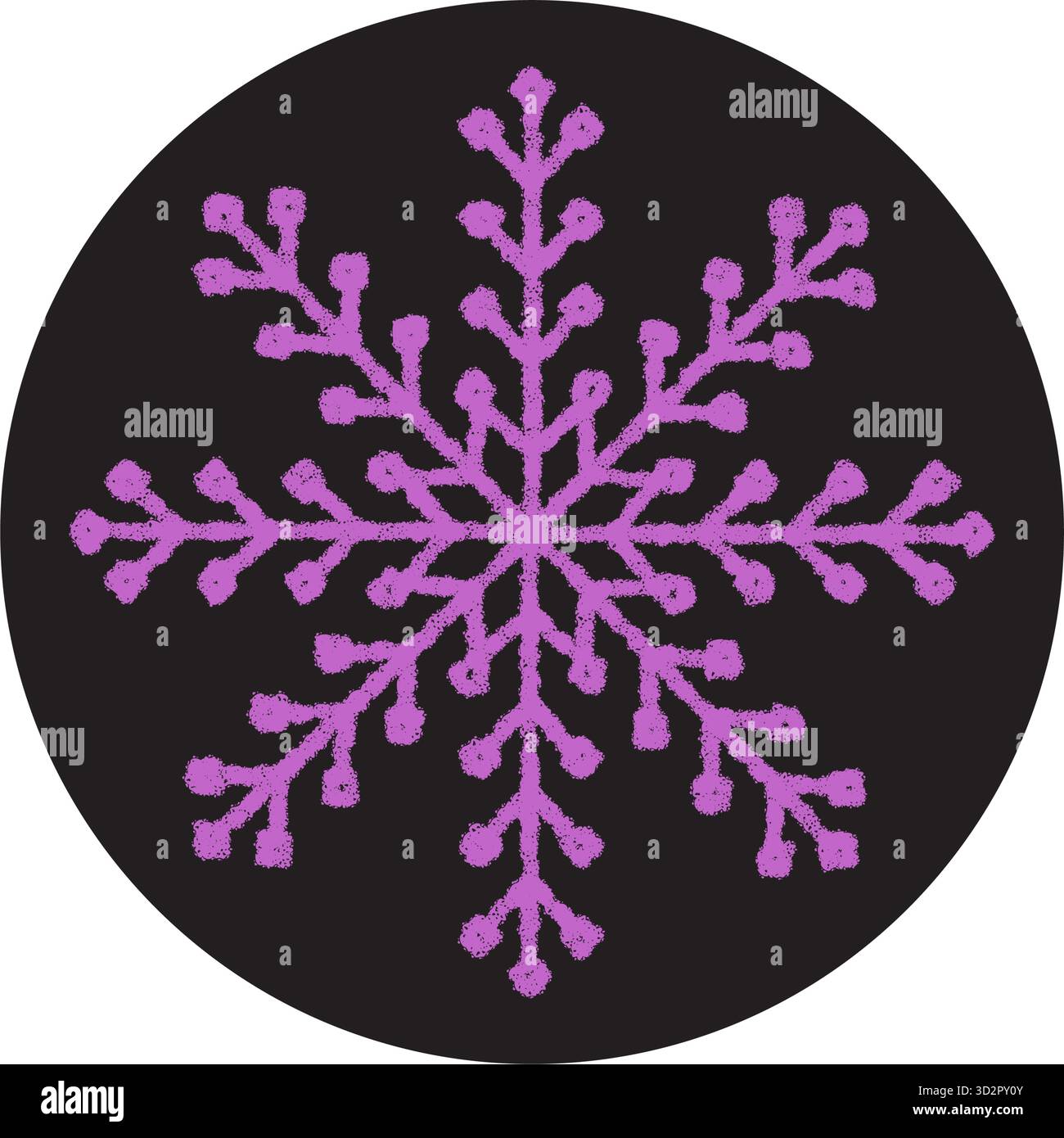 Purple Crayon Snowflake Circle Sticker Stock Vector